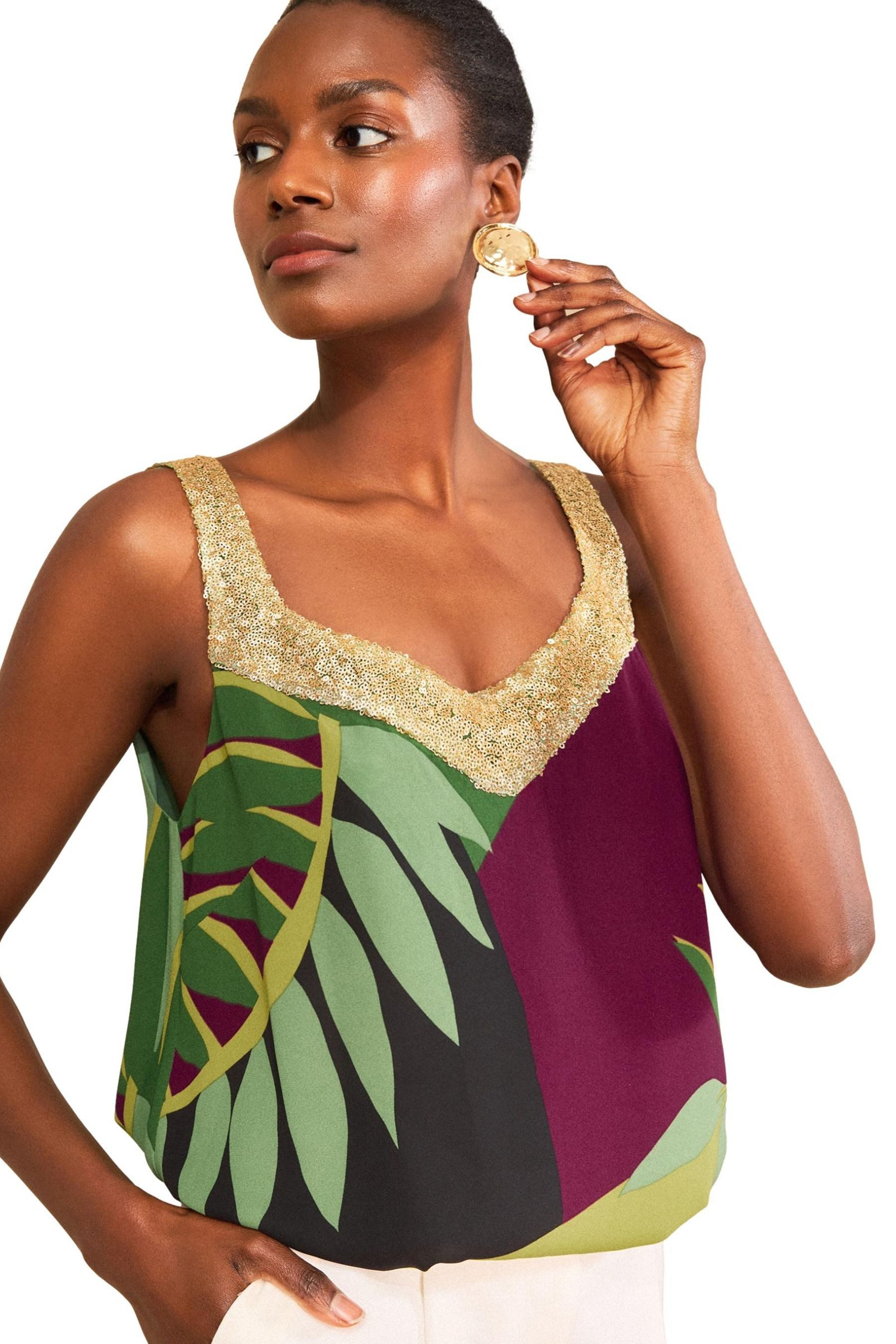 Love & Roses Paillettenshirt Love & Roses Trägertop mit Pailletten, Regular (1-tlg)
