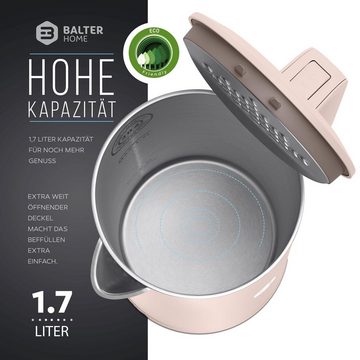 Balter Wasserkocher WK-4-PK, Edelstahl, 1,7 Liter, Doppelwand Design, BPA frei, LED, pink