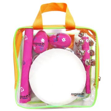 keepdrum Kinderschlagzeug KDLT4C Kinder Percussion-Set Pink 5 teilig