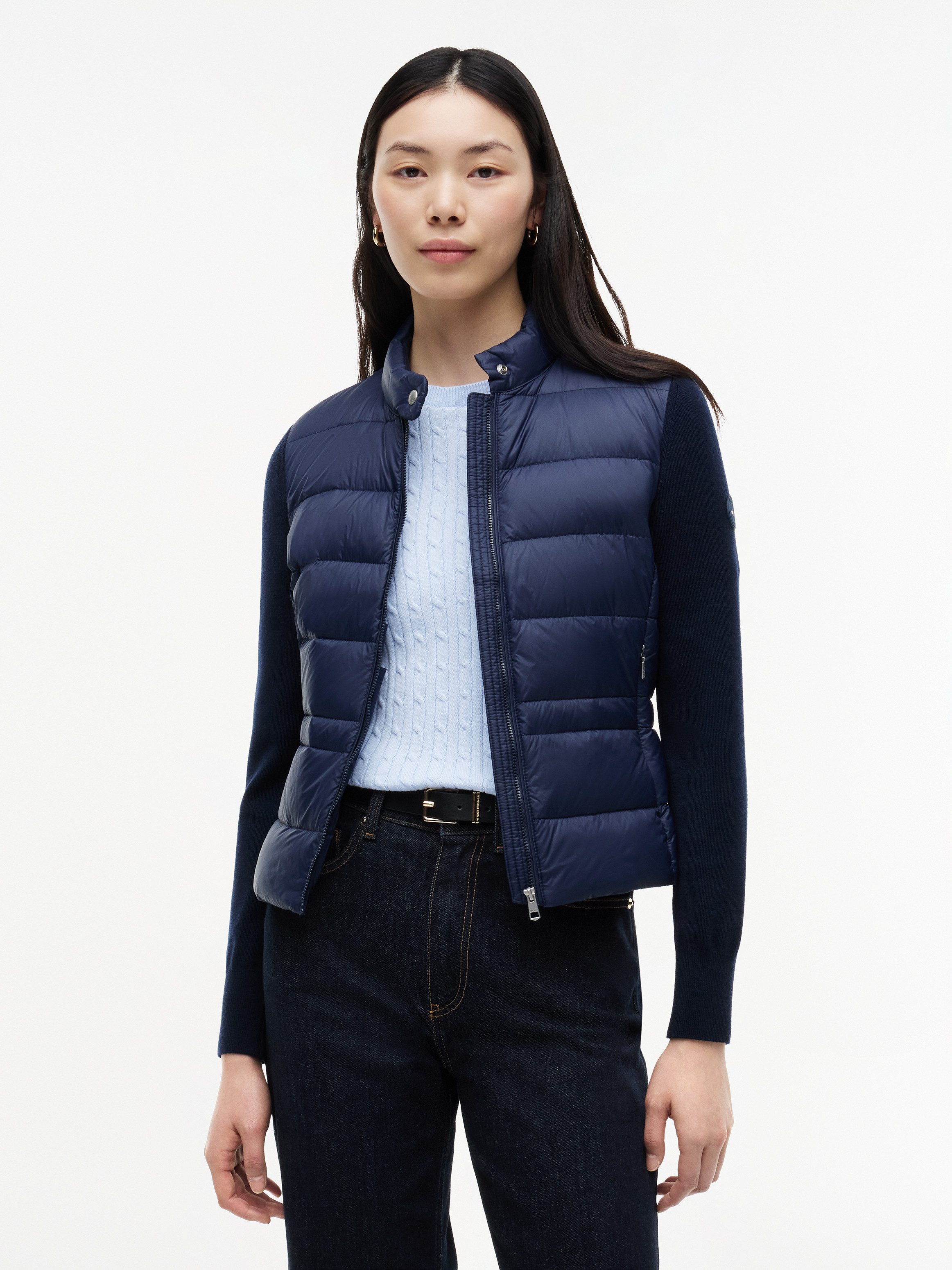 Tommy Hilfiger Daunenjacke LW DOWN KNIT MIX JACKET Stehkragen, Materialmix mit Steppqualität