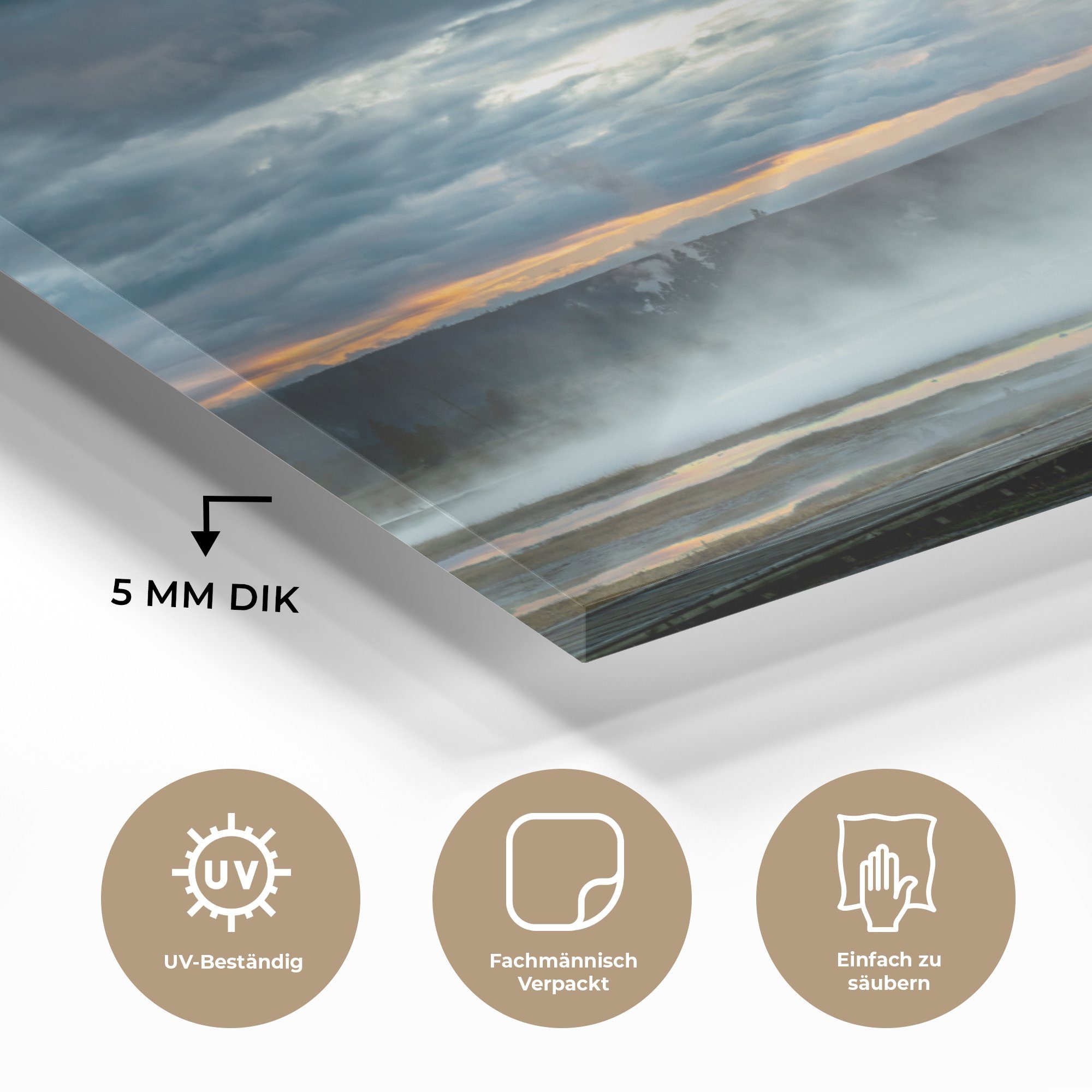 St), Schlafzimmer Acrylglasbild - Wohnzimmer Luft MuchoWow Nebel, (1 - Yellowstone Acrylglasbilder &