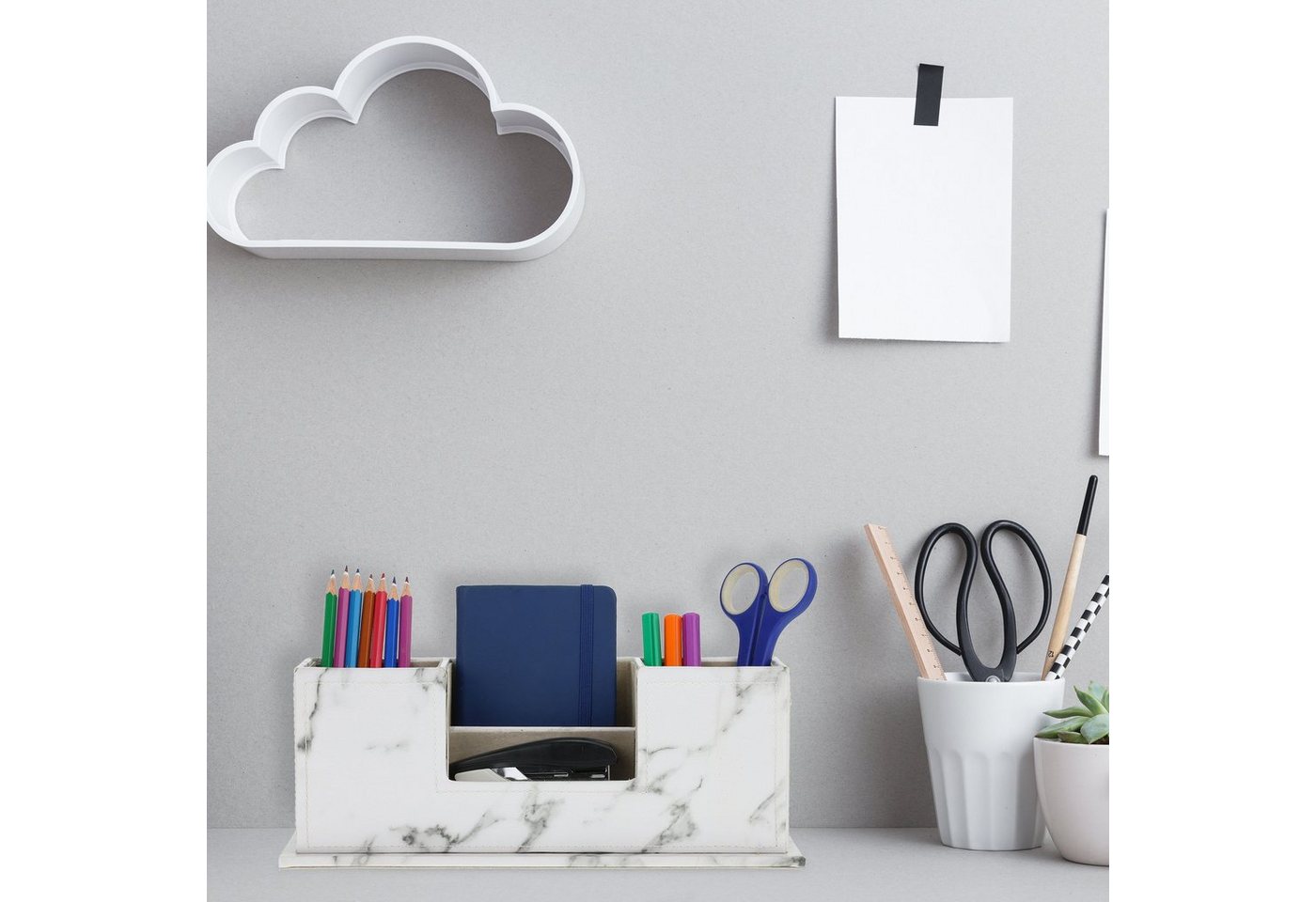 Thumbnail - relaxdays Organizer Schreibtisch Organizer Marmor-Optik