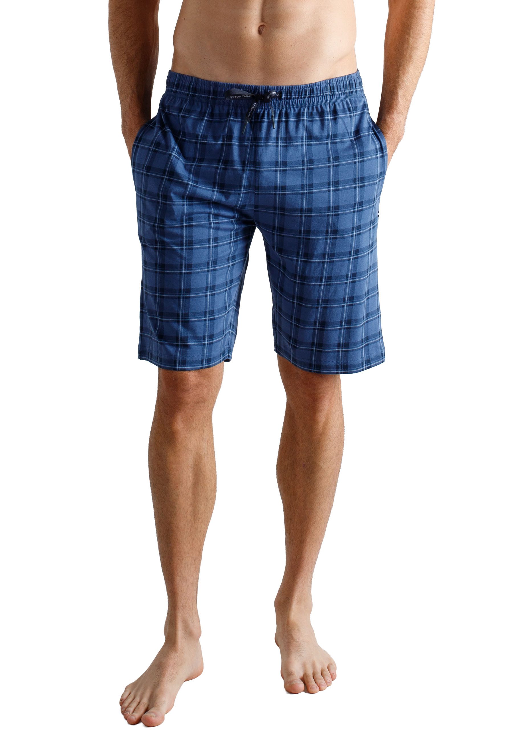 TOM TAILOR Schlafhose TOM TAILOR Herren Bermuda blau kariert (1-tlg)