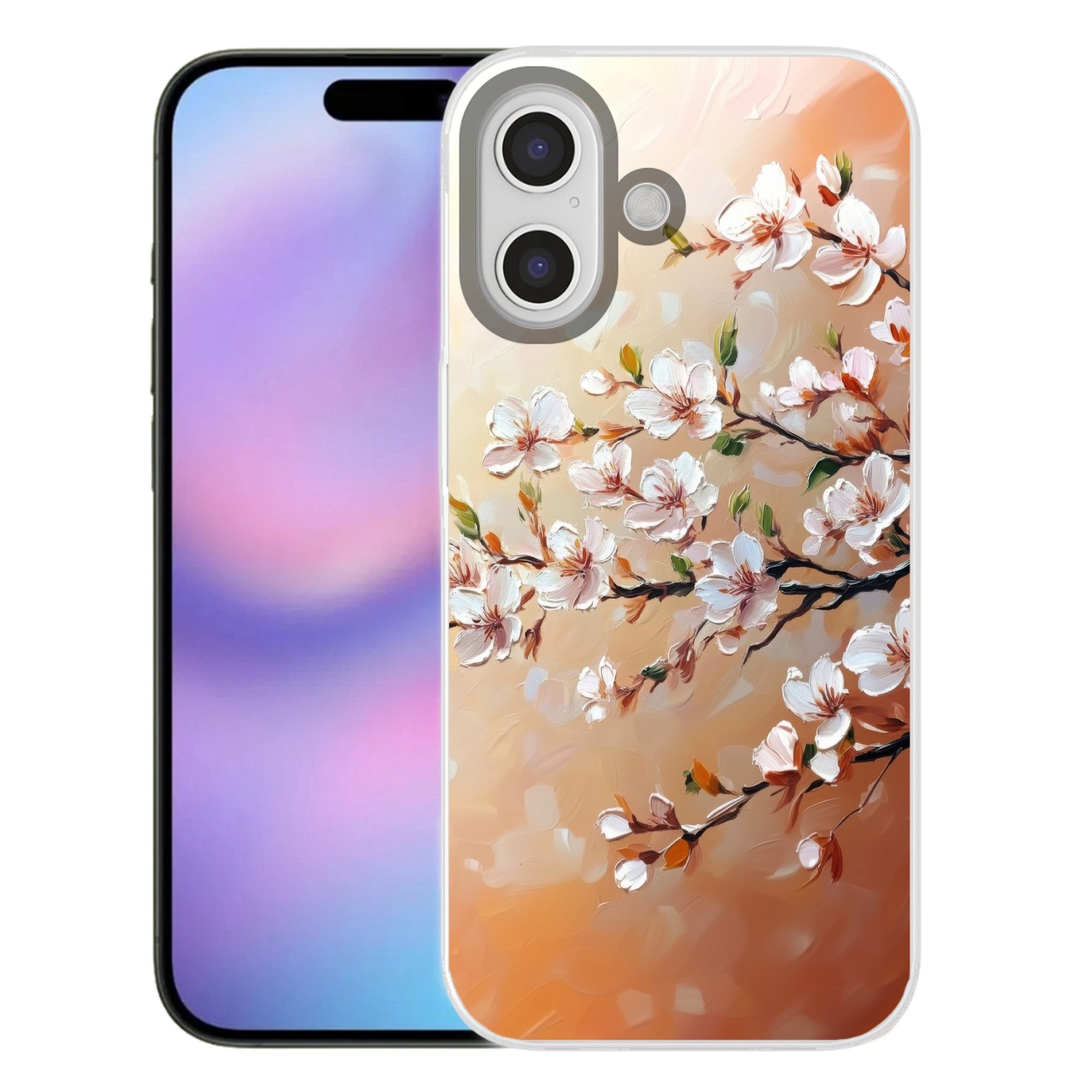 MuchoWow Handyhülle für Apple iPhone 17 Blütenzweige - Malerisch - Rosa, Smartphone-Bumper, Print, Handy Schutzhülle Dünn