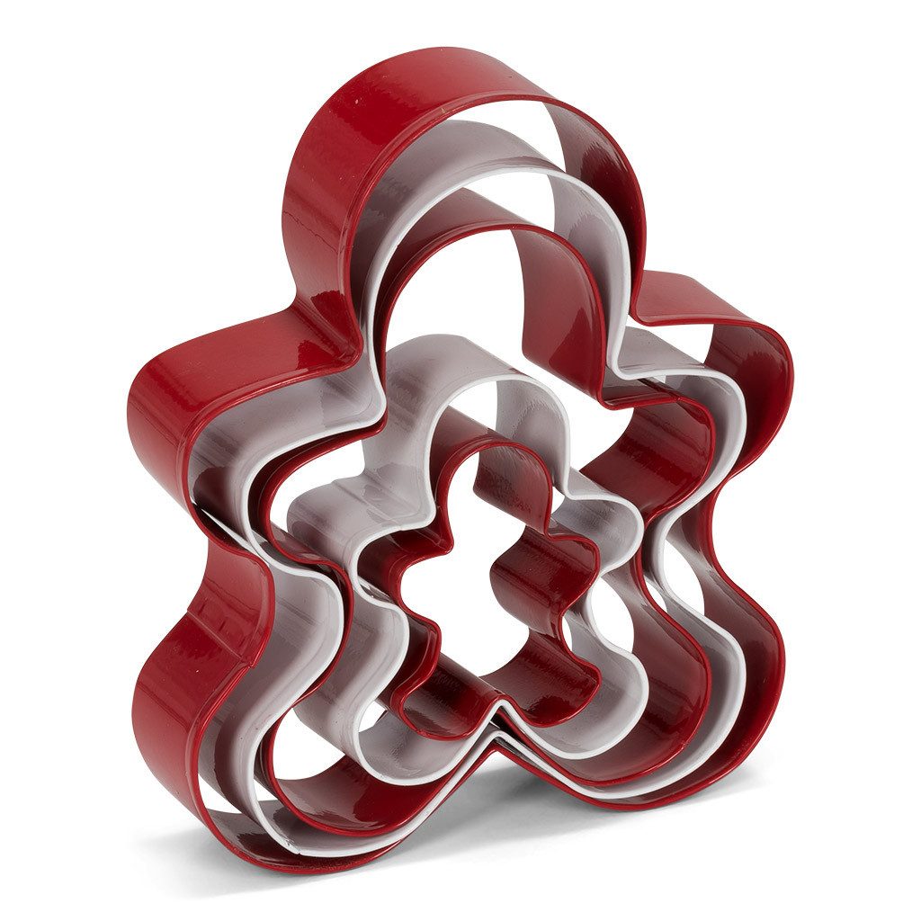 patisse Ausstechform Lebkuchenmann Set - 5 teilig - aus Edelstahl - in Rot und Weiß, Edelstahl, fünffacher Backspaß für Groß und Klein - für Kekse geeignet