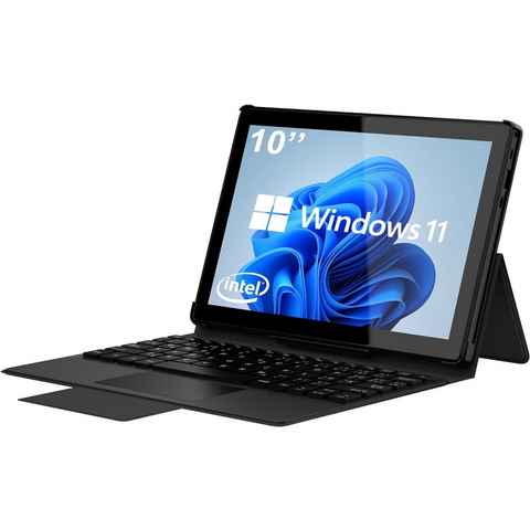 Tibuta Intel Celeron N4100 Quad Core Prozessor Tablet (10,1", 128 GB, ‎Windows 11, Mit Deutsche abnehmbare Tastatur, den besten Funktionen)