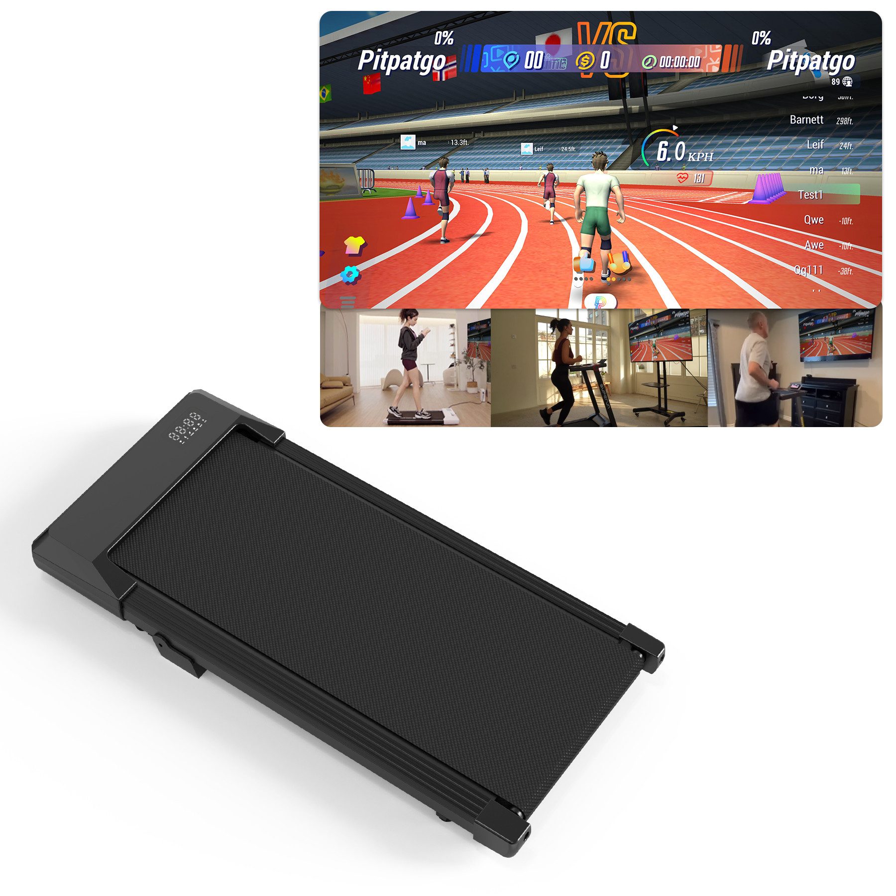 SUPERUN Laufband Walking Pad Urban, 3-in-1-Untertischlaufband, tragbar (1-tlg), 2,5 PS, geräuscharm & ideal für Zuhause