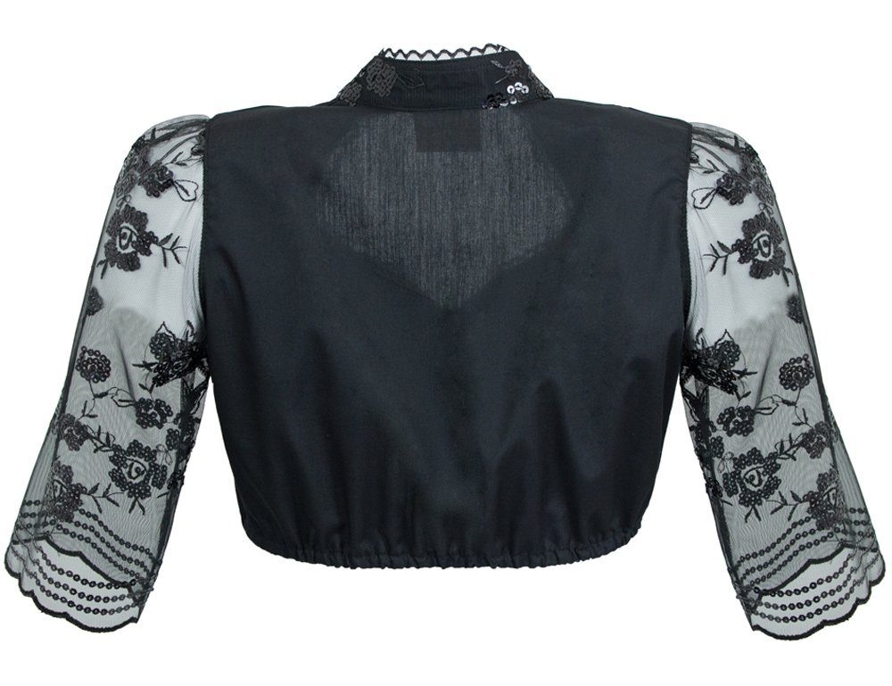 Pierre Marcel Die Bluse Dirndlbluse mit Spitze und Pailletten 5125 - Schwar günstig online kaufen