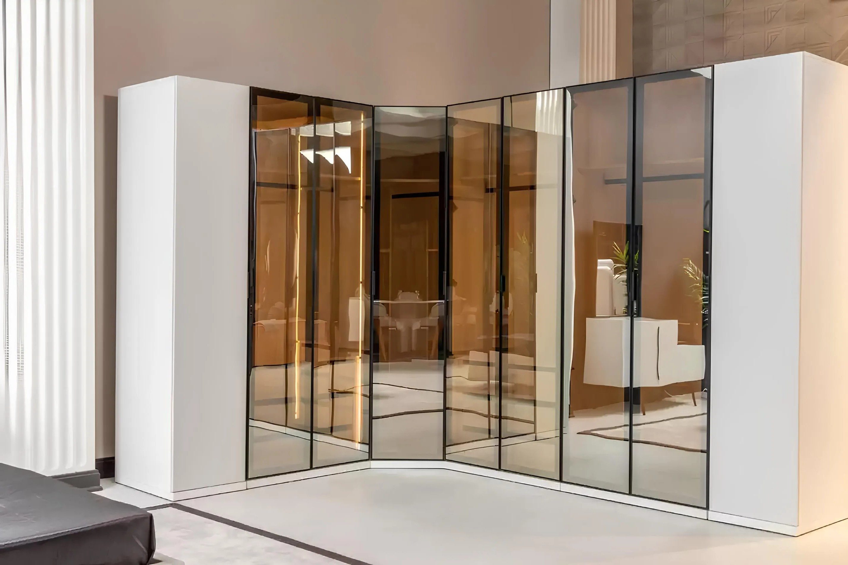 Xlmoebel Eckkleiderschrank Luxuriöser Holz Kleiderschrank für das Schlafzimmer (1-St., Luxuriöser Holz Kleiderschrank) Made in Europa