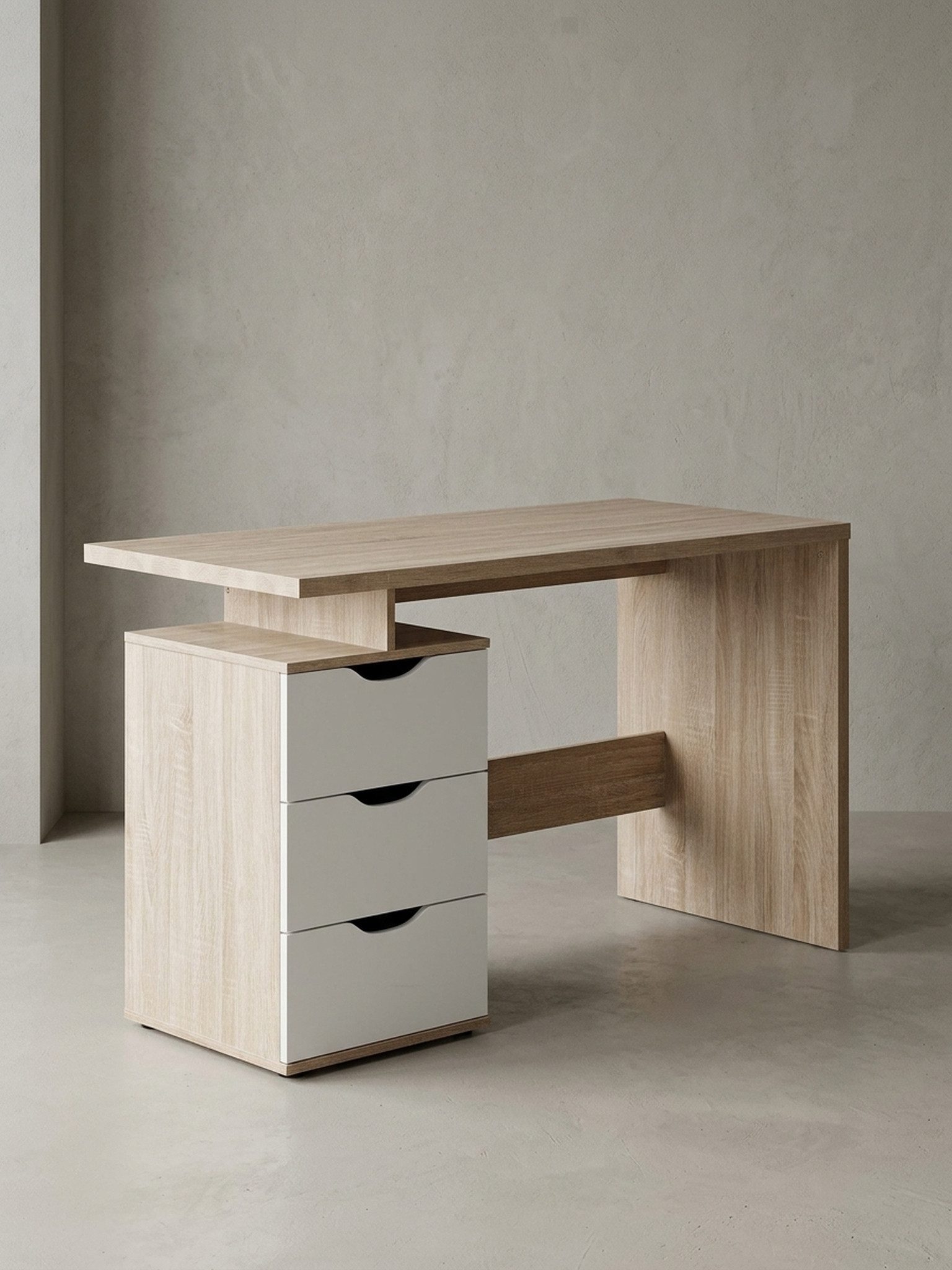 KADIMA DESIGN Schreibtisch KARIN Computertisch Weiß, 120x76x53 cm, 3 Schubladen