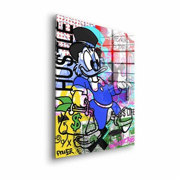 DOTCOMCANVAS® Acrylglasbild BO$$ LIFE - Acrylglas, Dagobert Duck Acrylglasbild Comic Pop Art Geld Graffiti hustle