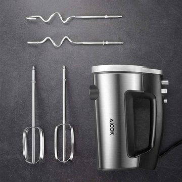 AICOK Handmixer Handrührer Handrührgerät Mixer, 300,00 W, 2 Rührbesen, 2 Edelstahl-Knethaken, 6 Stufen, Turbofunktion