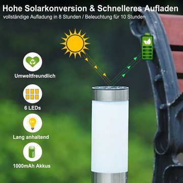 PUCHIKA Gartenleuchte Solarleuchten, LED fest integriert, Kaltweiß/ Warmweiß, 6 LEDs, Zwei Farbtemperaturen,IP65,für Garten, Balkon, Teresse, Gehweg