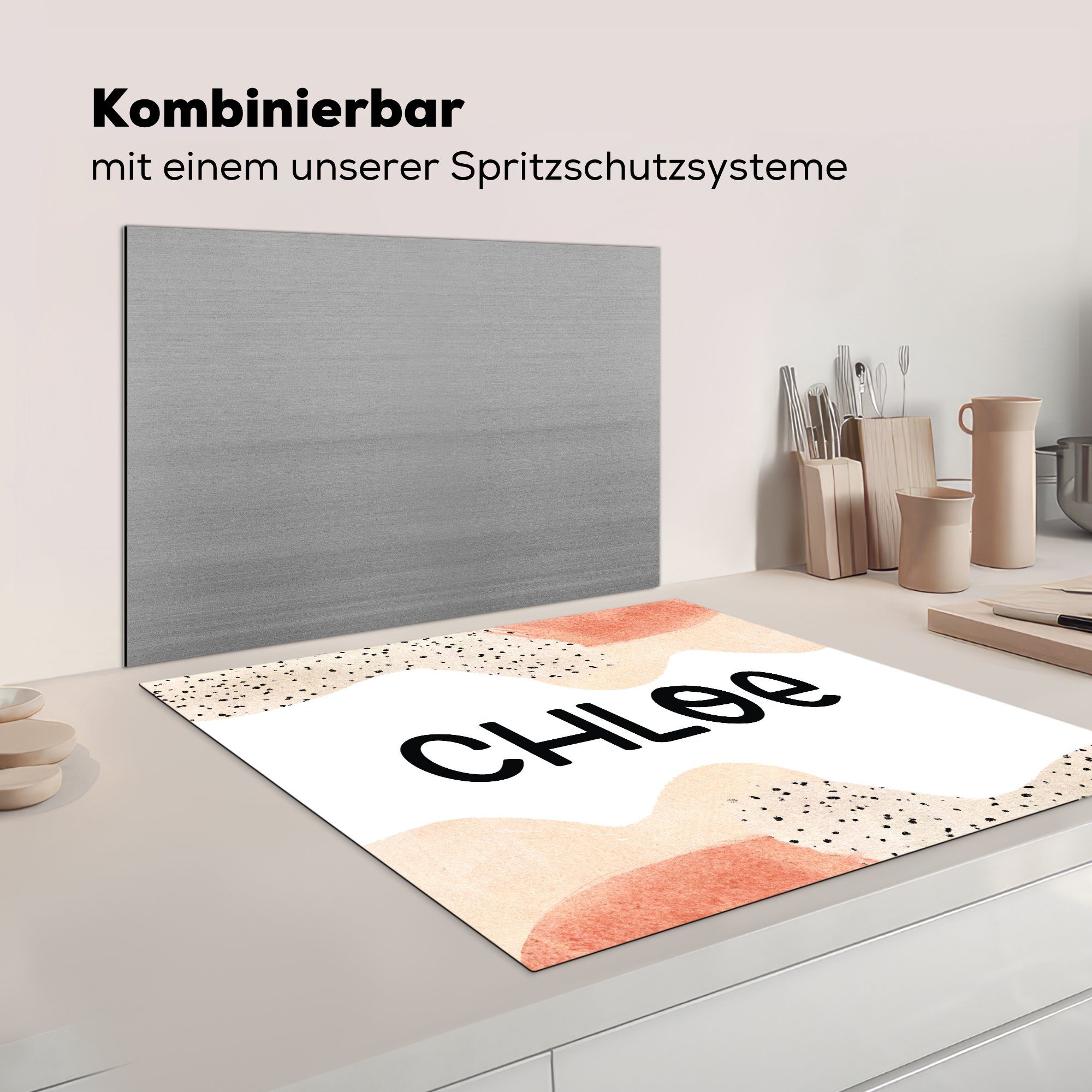 (1 Herdblende-/Abdeckplatte 78x78 - küche cm, Chloe MuchoWow Pastell Vinyl, tlg), Mädchen, für Arbeitsplatte Ceranfeldabdeckung, -