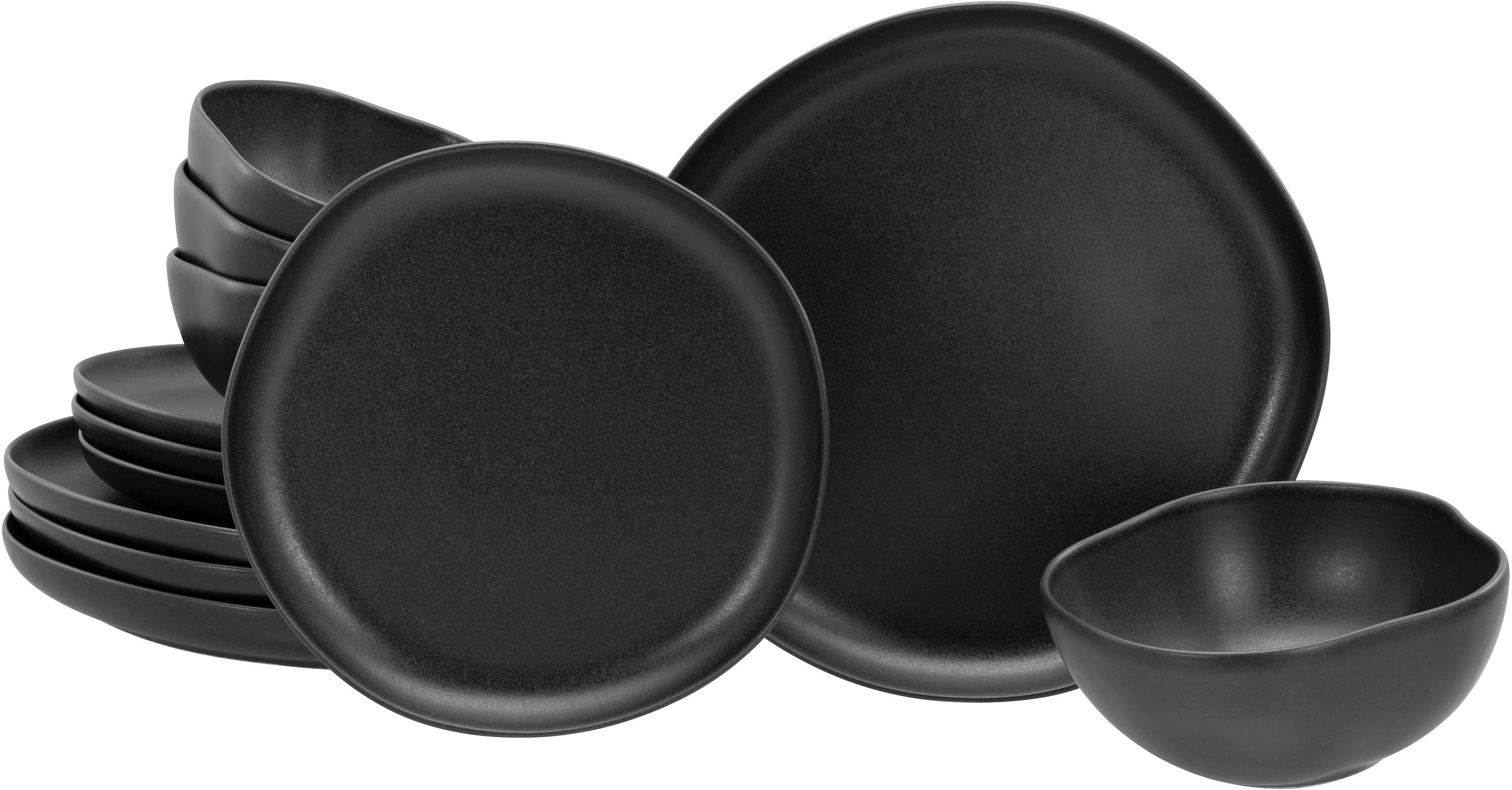 Teller-Set Natura Organic Black, Tellerset 12-tlg