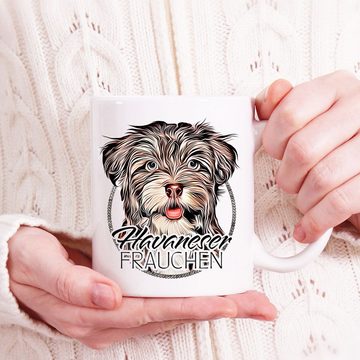 Cadouri Tasse HAVANESER FRAUCHEN - Kaffeetasse für Hundefreunde, Keramik, mit Hunderasse, beidseitig bedruckt, handgefertigt, Geschenk, 330 ml