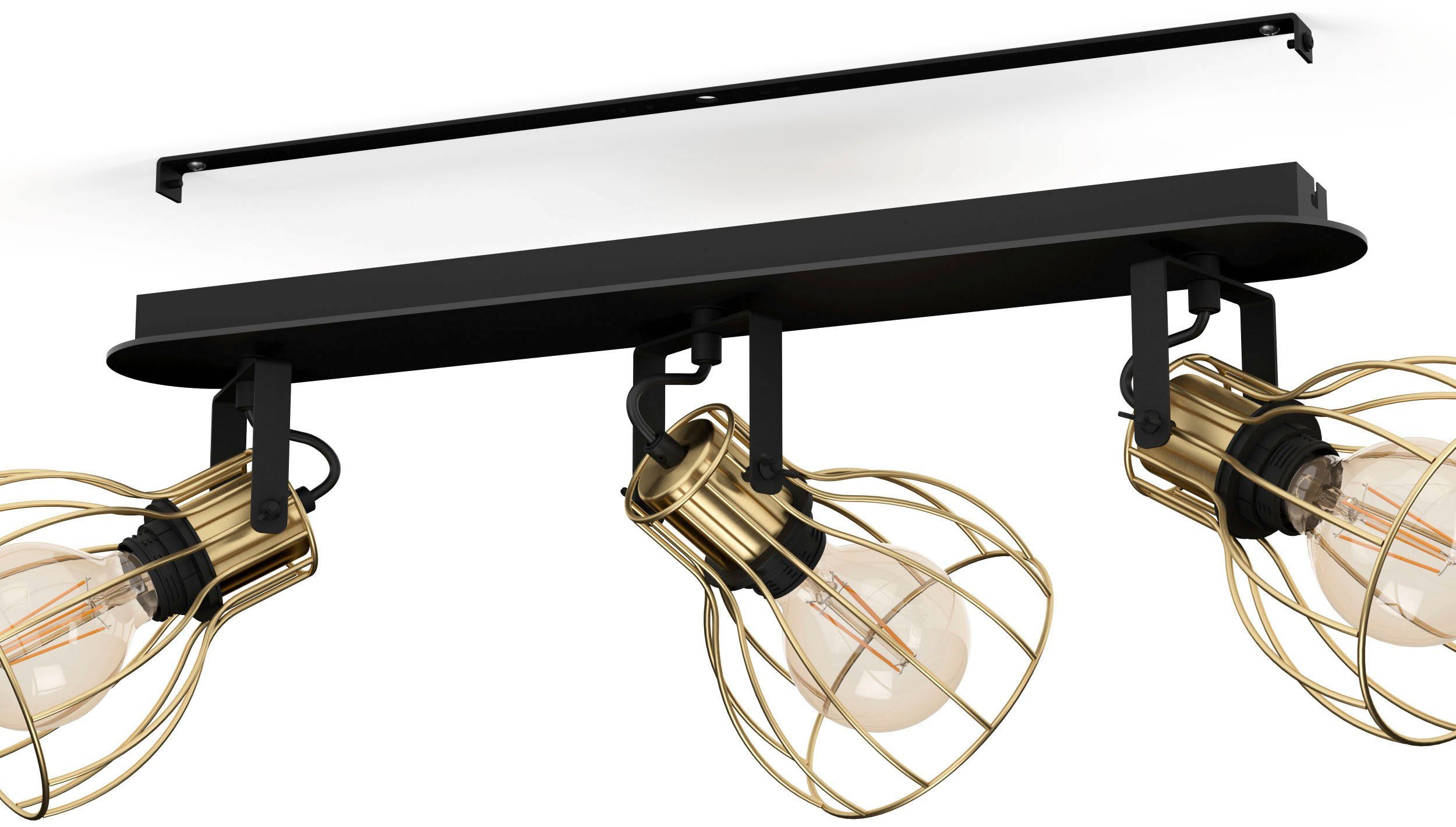 EGLO Deckenspot SAMBATELLO, ohne Leuchtmittel, Deckenspot aus Stahl, Holz - exkl. E27 - 40W