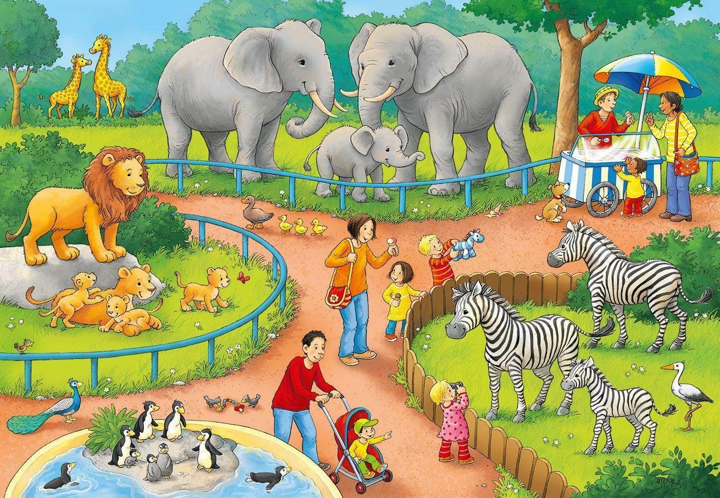 Ravensburger Puzzle Ein Tag im Teile, x Zoo. Kinderpuzzle 2 24 24 Puzzleteile