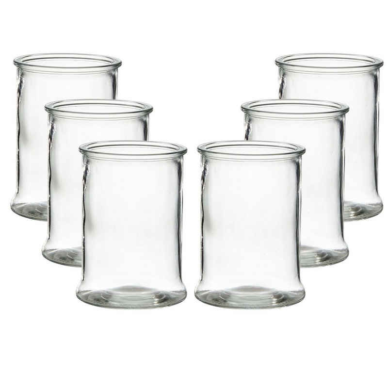 Annastore Windlicht 6 Stück aus Glas in Zylinderform Glaswindlicht Vase Blumenvase (H 17 cm - Ø 13 cm), Kerzenhalter, Glaswindlicht, Tischvase