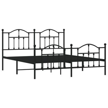 furnicato Bett Bettgestell mit Kopf- und Fußteil Metall Schwarz 180x200 cm