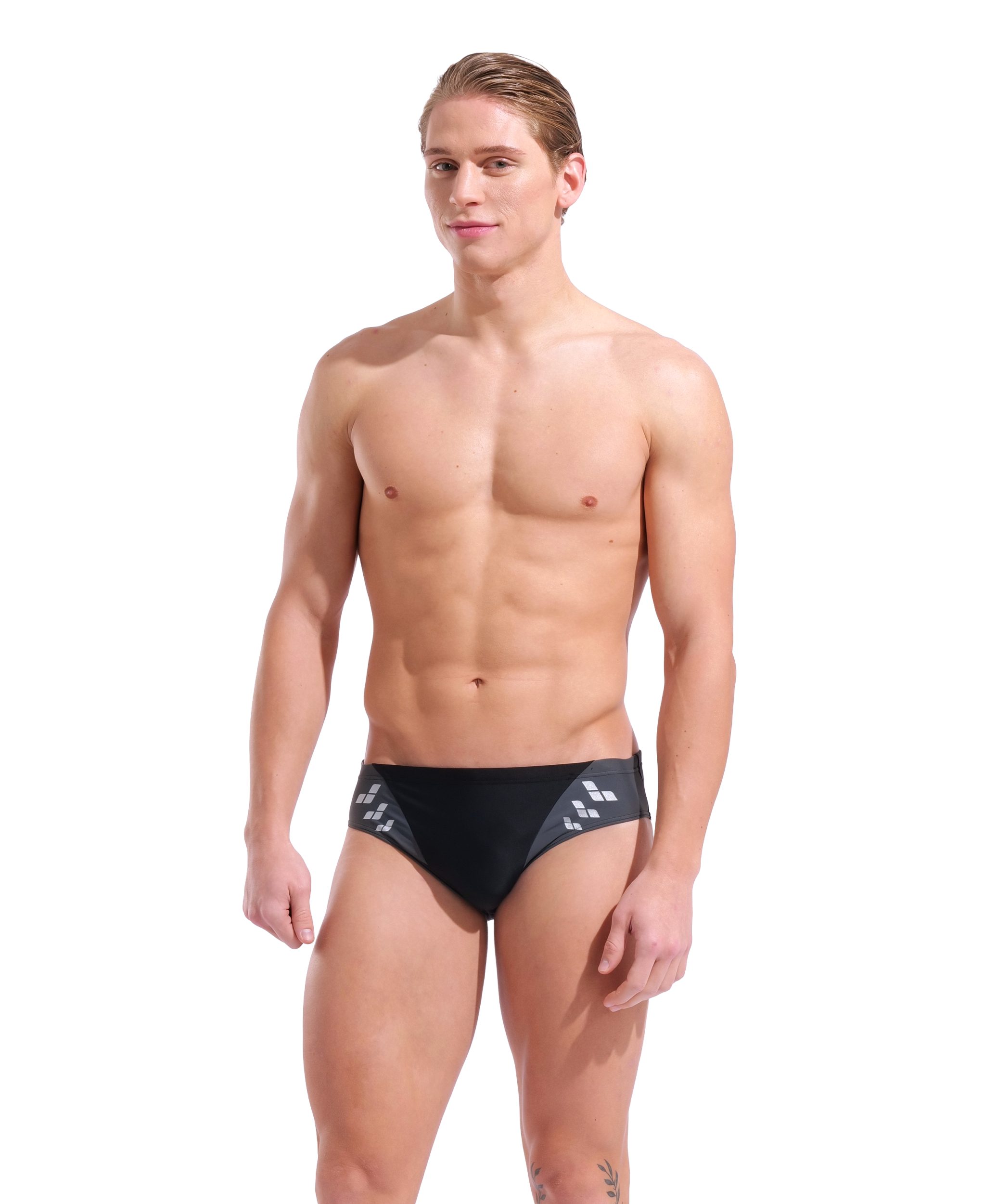 Arena Badehose M ARENA STEPLOGO SWIM BRIEFS BLACK-ASPHALT