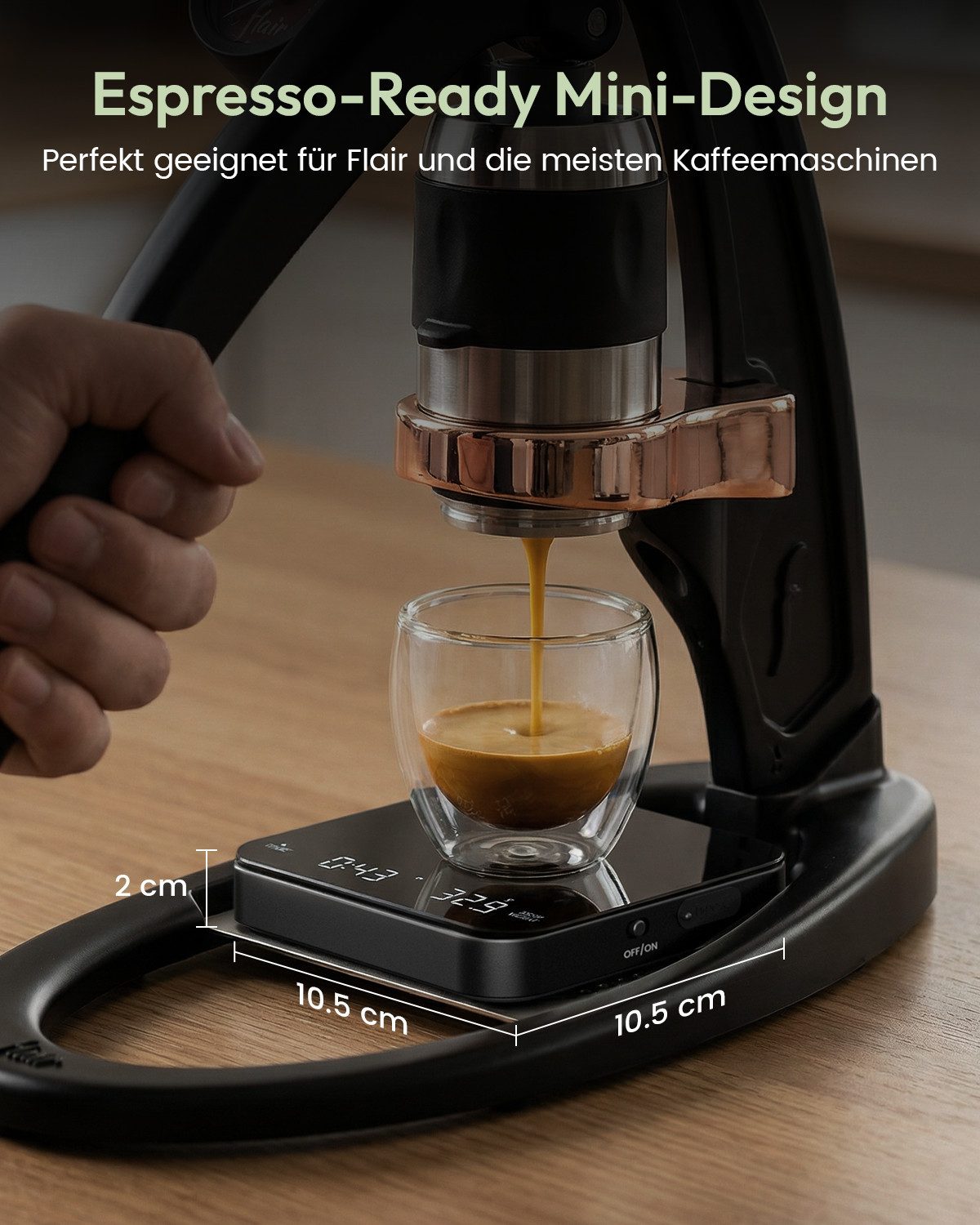 Maestri House Küchenwaage K112 Espressowaage mit Auto-Timer, 0,1 g / 2 kg, (1-tlg., Glasoberfläche für Espresso und Pour Over), Touch-Bedienung, USB-C, Tara, St – Bild 2 von 5