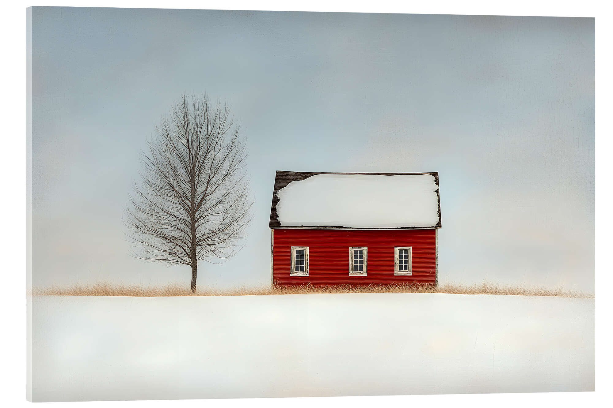 Posterlounge Wandbild Rotes Haus im Schnee, Peter Roder, erhältlich als Poster, Leinwandbild, Wandsticker oder Acrylglasbild