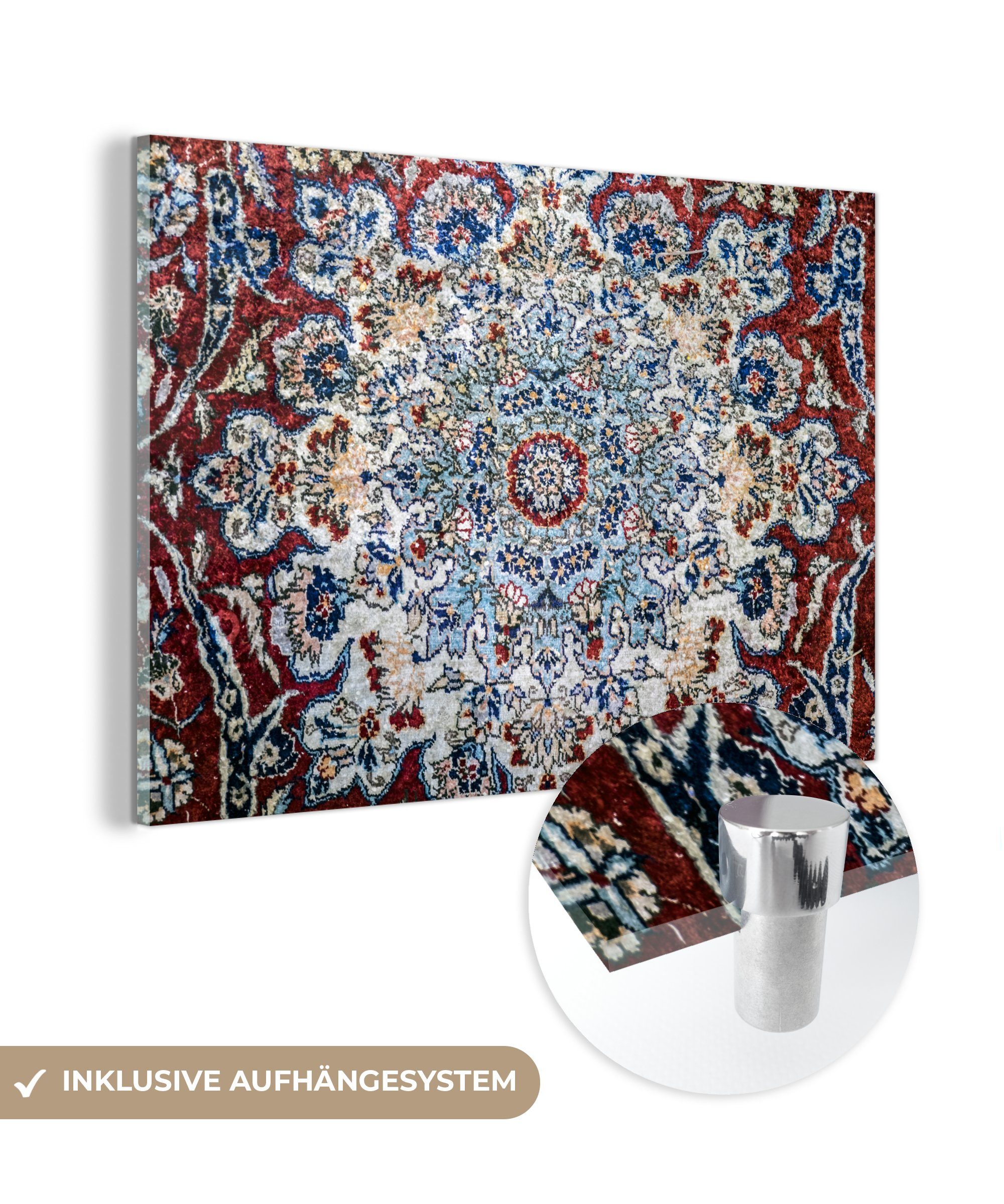MuchoWow Acrylglasbild Persische Teppiche - Teppiche - Mandala, (1 St), Acrylglasbilder Wohnzimmer & Schlafzimmer