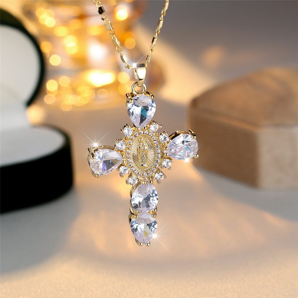 nhaos Kreuzkette Beautiful Cross – Vergoldete Damen Halskette mit Kreuz-Anh günstig online kaufen