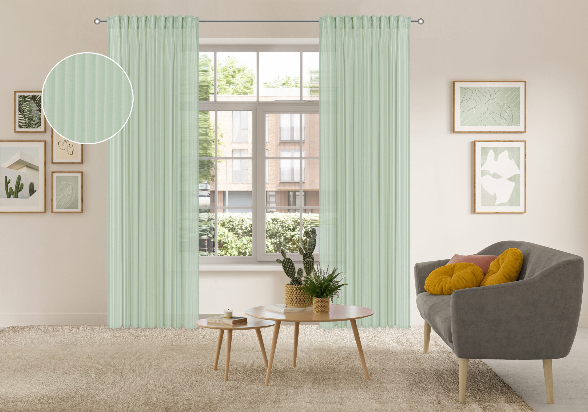 OTTO home Gardine Fritty (2 St), Multifunktionsband, transparent, Ausbrenner, Multifunktionsband, transparent, moderne Längststreifen, Ausbrenner