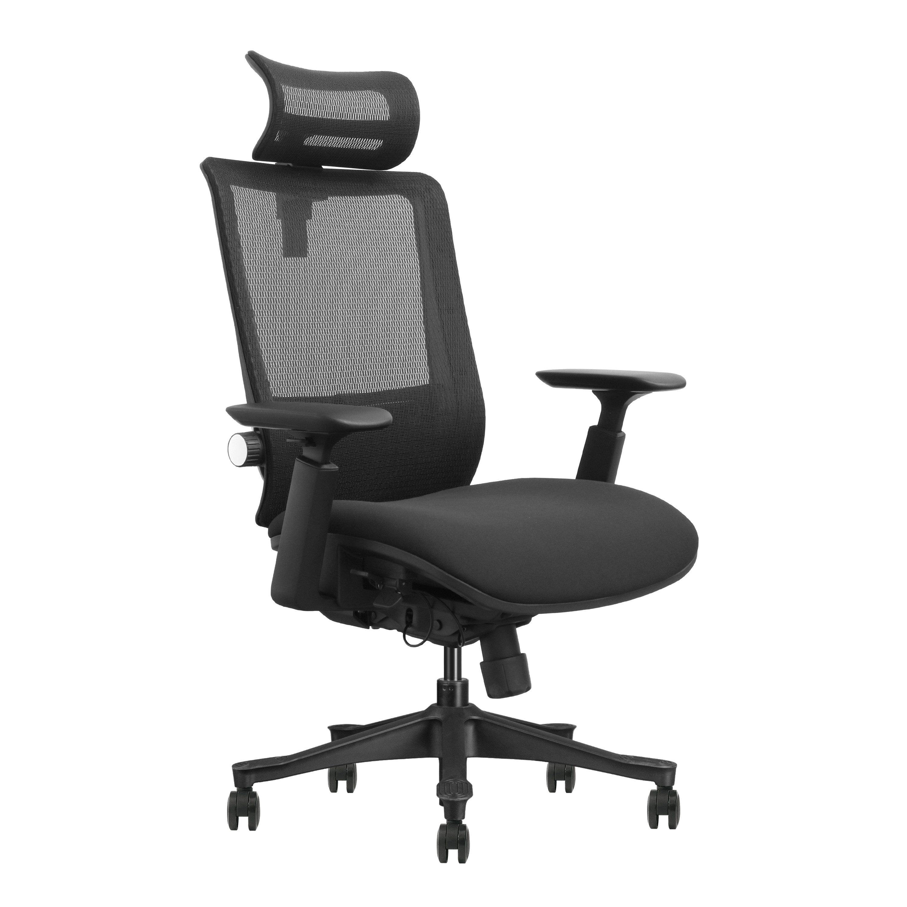 LMG Germany Bürostuhl Ergonomischer Bürostuhl mit Kopfstütze und Lendenwirbelstütze, Kopfstütze & Lendenstütze, Wippmechanik, rutschfestes Fußkreuz