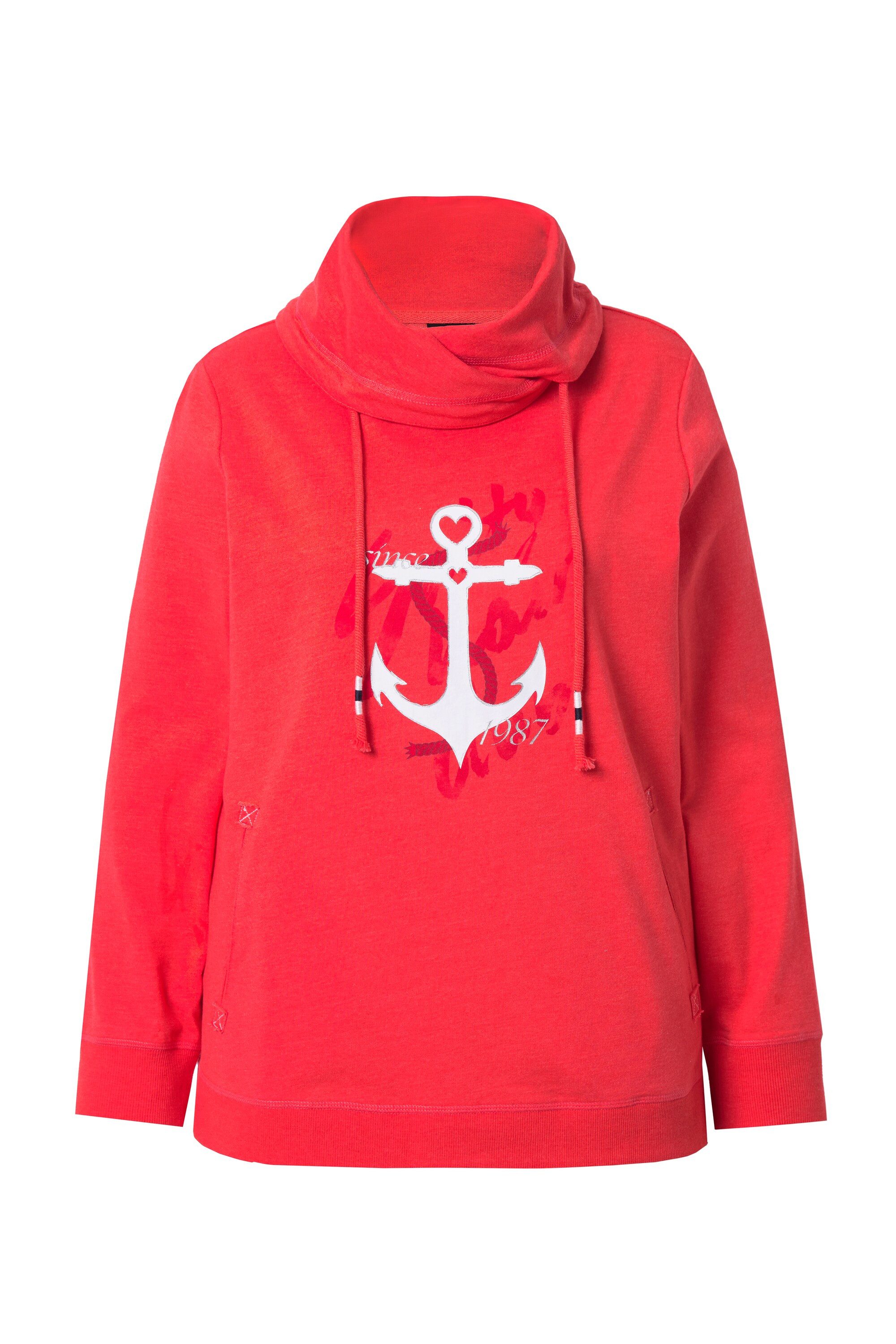 Ulla Popken Sweatshirt Sweatshirt maritimes Motiv Stehkragen Langarm günstig online kaufen