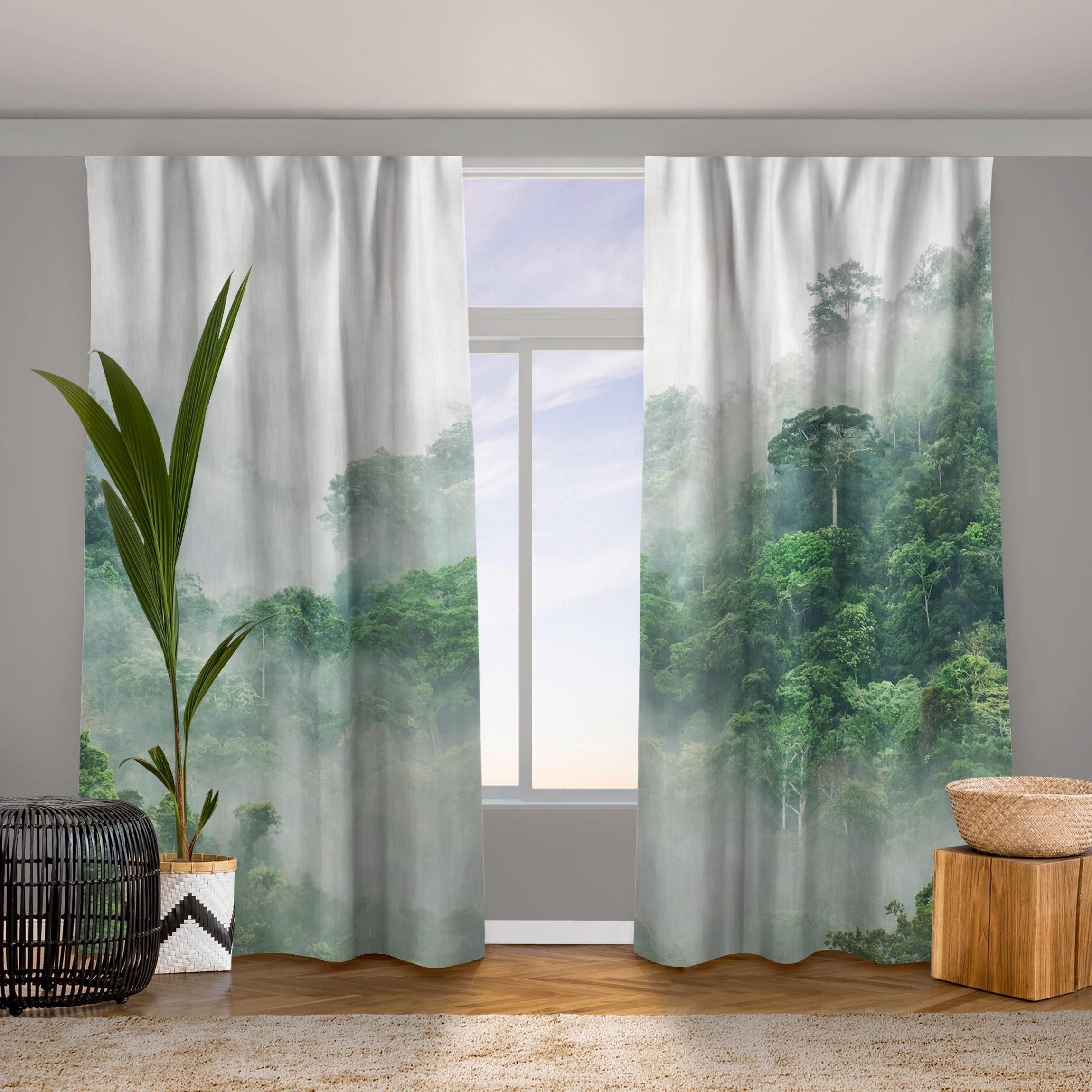 Bilderdepot24 Vorhang Gardine Natur Tropisch Modern Dschungel Nebel Türvorh günstig online kaufen