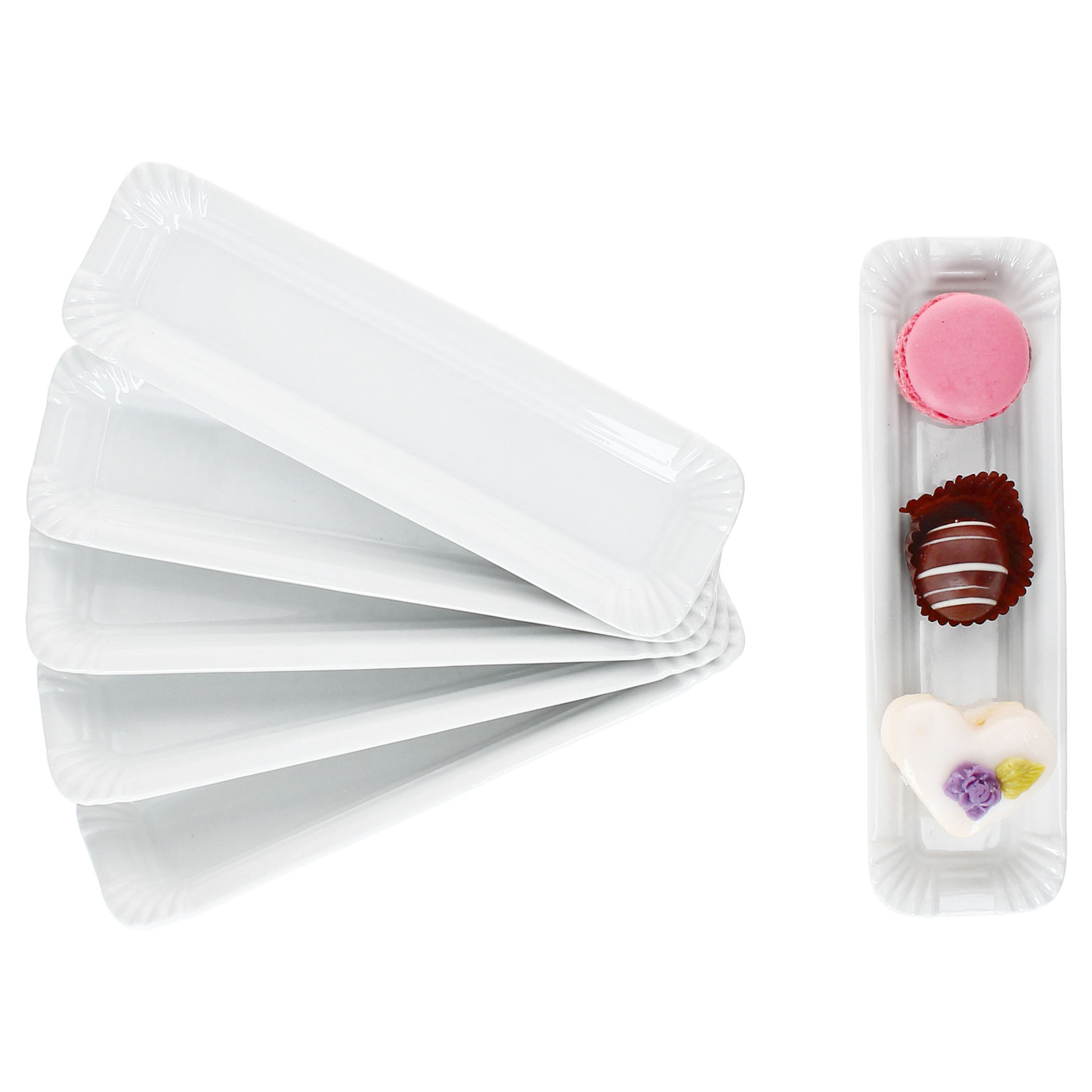 MamboCat Frühstücksteller 6x Pur Pappteller aus Porzellan 20,2x6cm weiß Servier-Teller Wurst