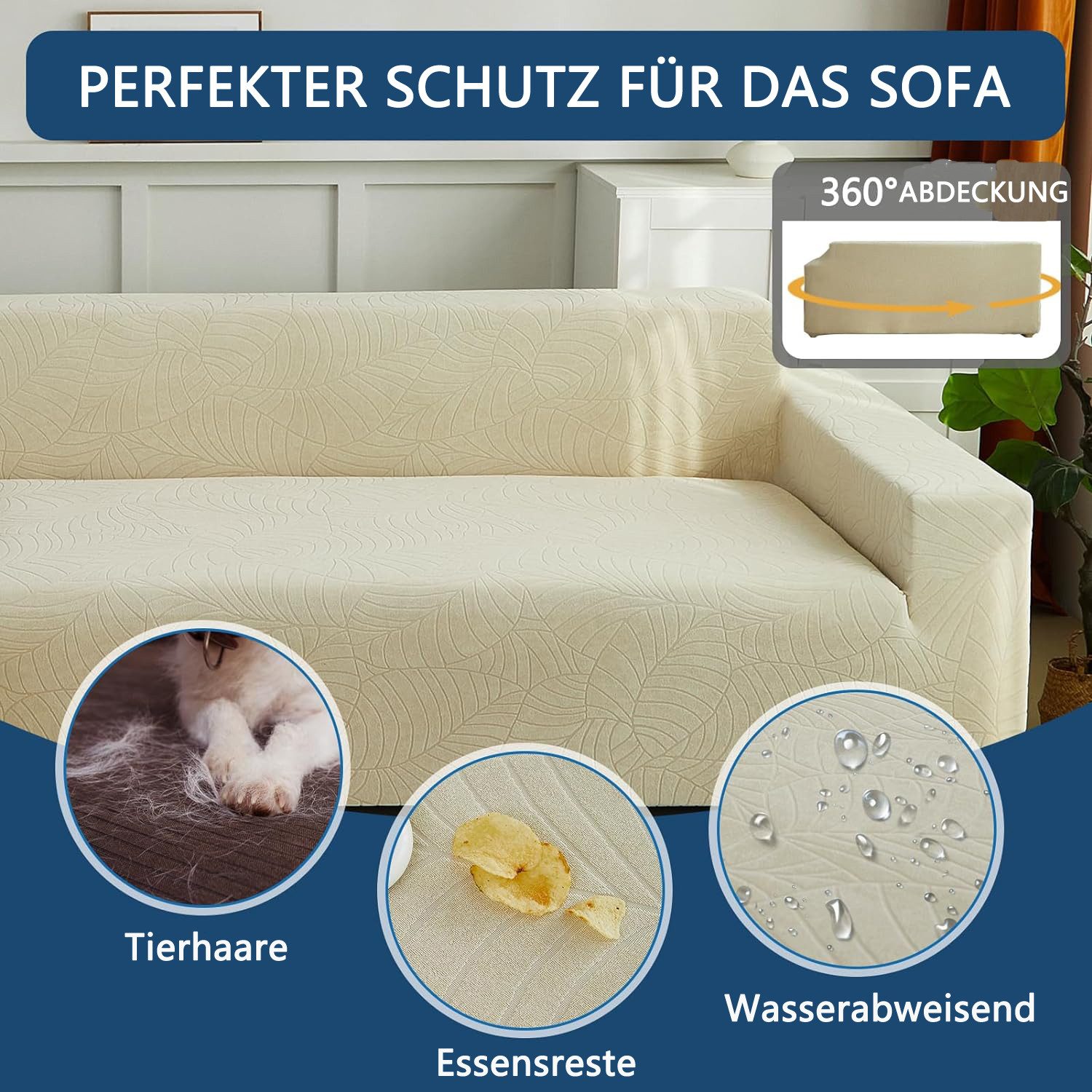 Diwzbyn Sofabezug High Stretch Sofabezug Moderne Sofaüberwurf Elastische Sofahusse, für Wohnzimmer Protector für Hunde Haustiere – Bild 5 von 5