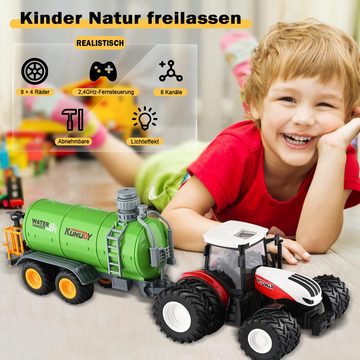 Esun RC-Traktor Ferngesteuerter Traktor, 1:24 Traktor Spielzeug mit Licht und Sound (Set, Komplettset), Funktionen Elektronischer Traktor für 3+ Jungen