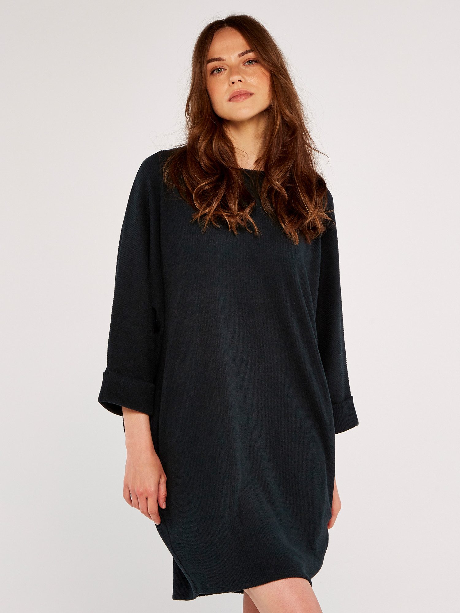 Apricot Strickkleid Cocoon-Minikleid mit Umschlagärmeln günstig online kaufen