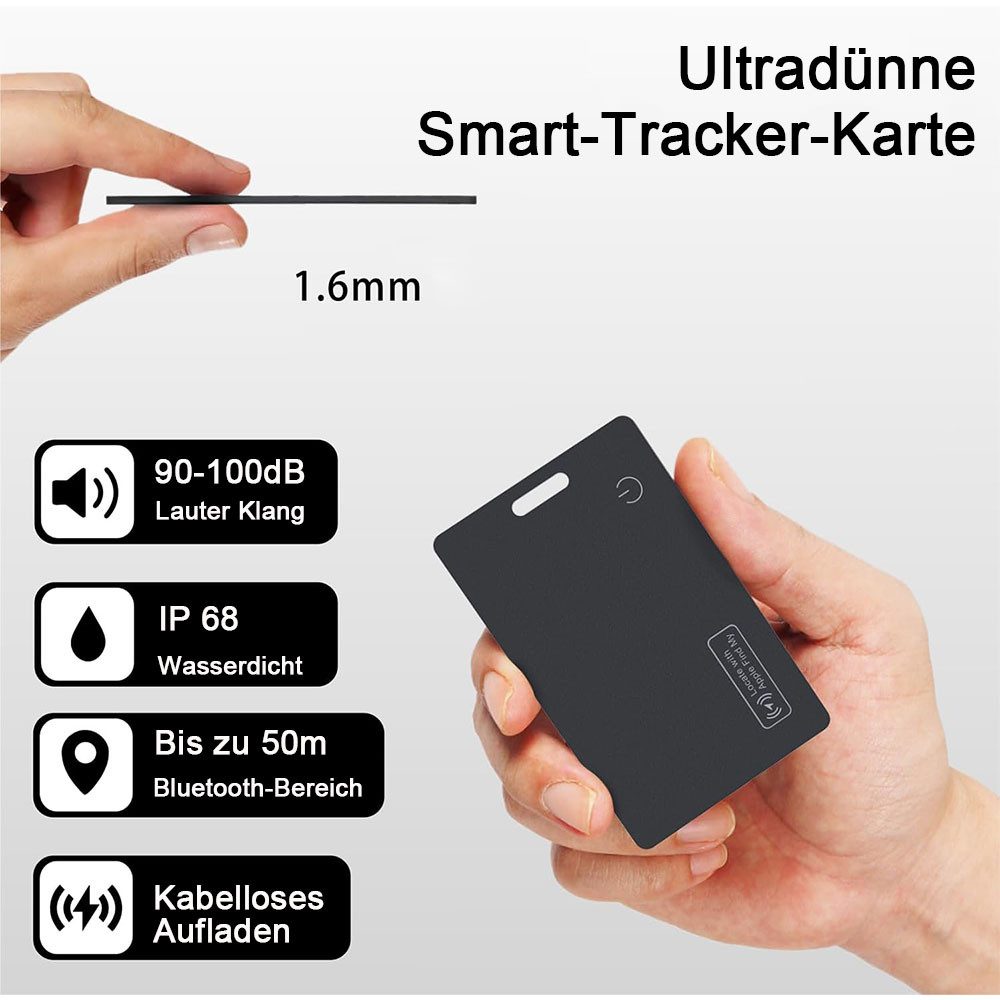 TUWENA Slim Wallet Tracker Card, wiederaufladbare Geldbörsenfinder GPS-Tracker