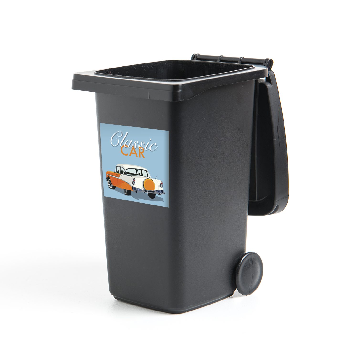 St), eines Abfalbehälter Container, (1 MuchoWow Wandsticker in Autos Sticker, Mülltonne, Illustration amerikanischen Mülleimer-aufkleber, Orange