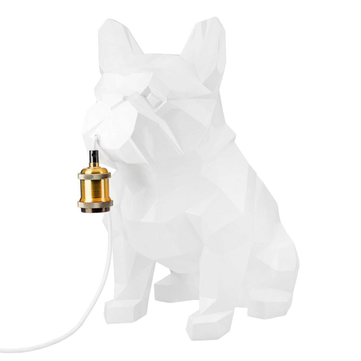 GILDE Tischleuchte GEO Tischleuchte - weiß - Poly - Höhe 46cm x Breite 26cm - Bulldogge, Tischlampe - Schreibtischlampe - Nachttischlampe