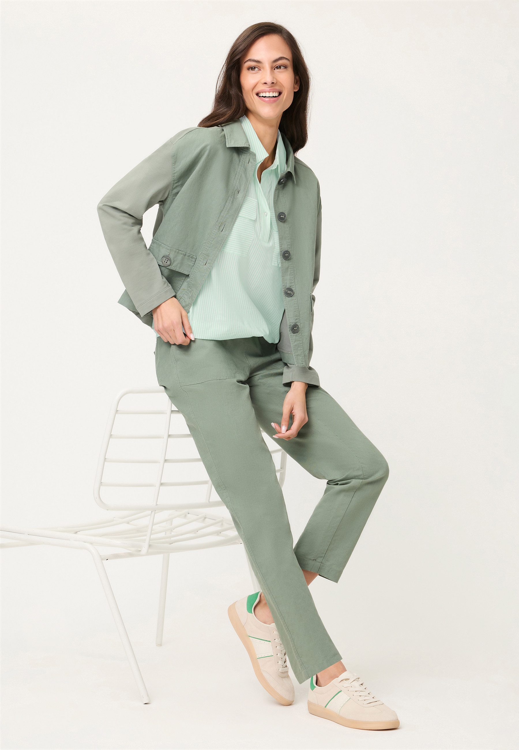 Olsen Hemdbluse mit Streifen und offenem Kragen – Bild 5 von 5