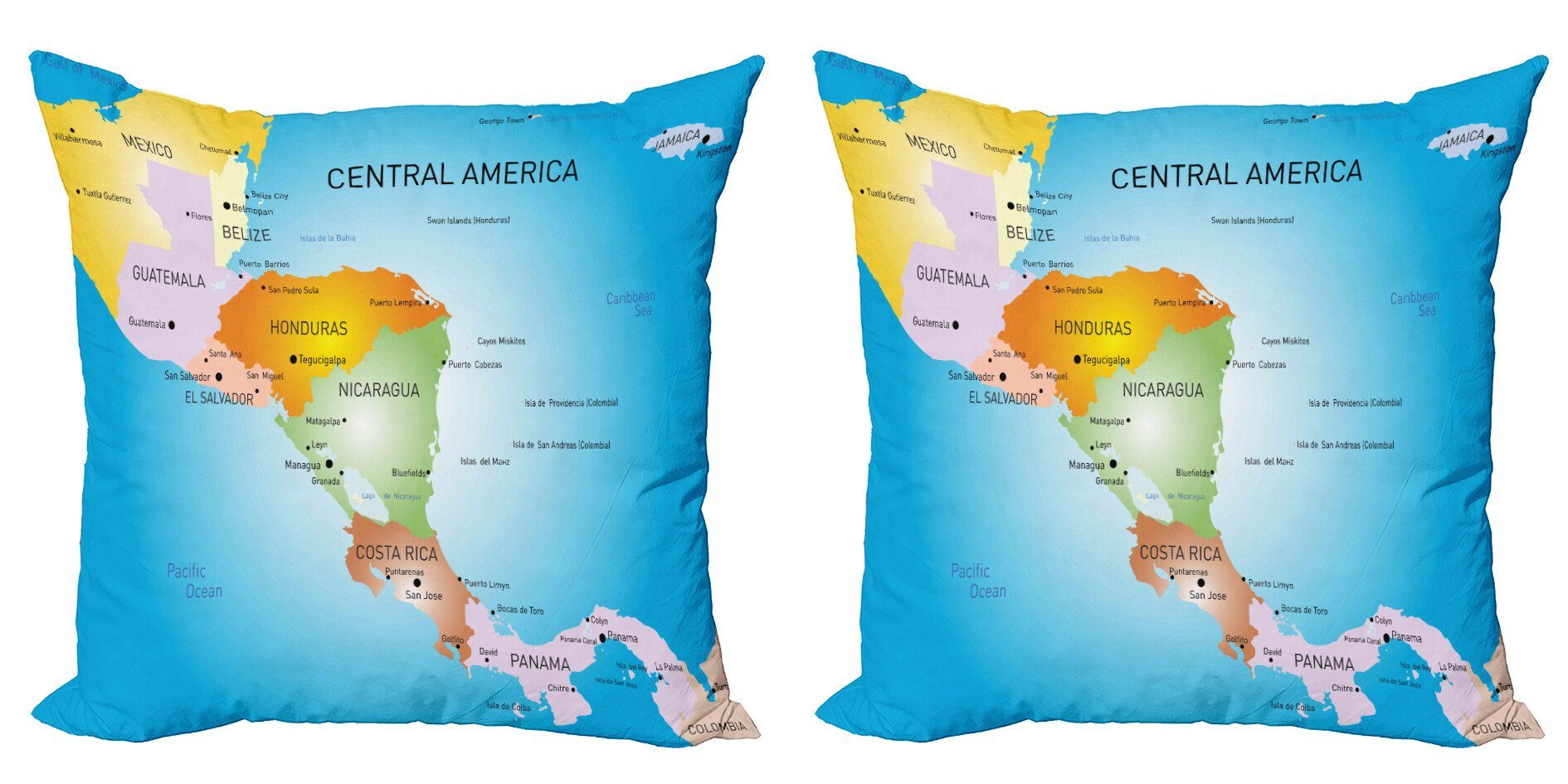 Kissenbezüge Modern Digitaldruck, Accent in Amerika Doppelseitiger Stück), Zentralamerika (2 Abakuhaus Städte