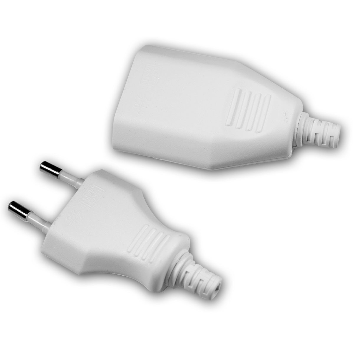 world-trading-net DIN-Stecker Set Europa-Kupplung & Stecker, weiß, 250V/2,5A