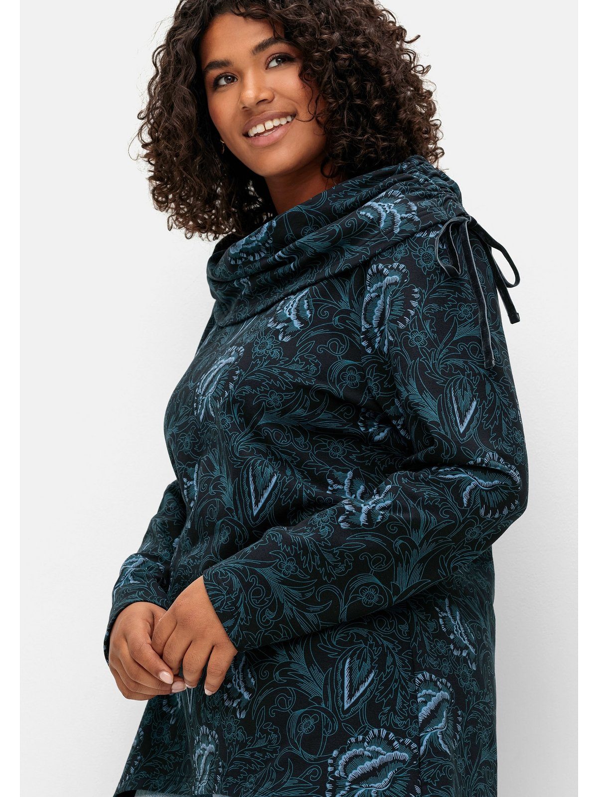 sheego by Joe Browns Sweatshirt Große Größen in Longform mit weitem Kragen