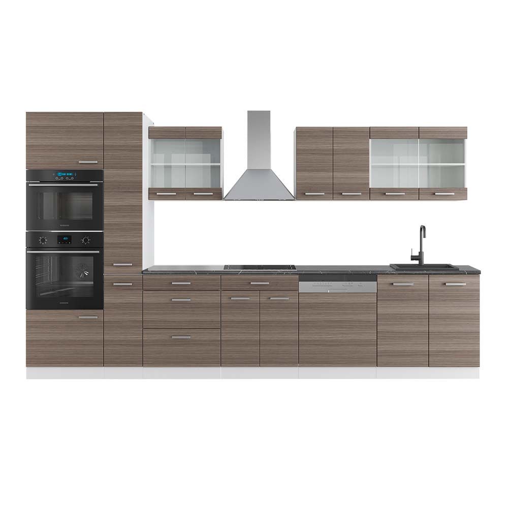 Vicco Küchenzeile R-Line, Edelgrau/Weiß, 350 cm günstig online kaufen