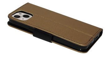 cofi1453 Handyhülle Buch Tasche "Fancy" für iPhone 14 Gold-Schwarz 6,1 Zoll, Kunstleder Schutzhülle Handy Wallet Case Cover mit Kartenfächern, Standfunktion