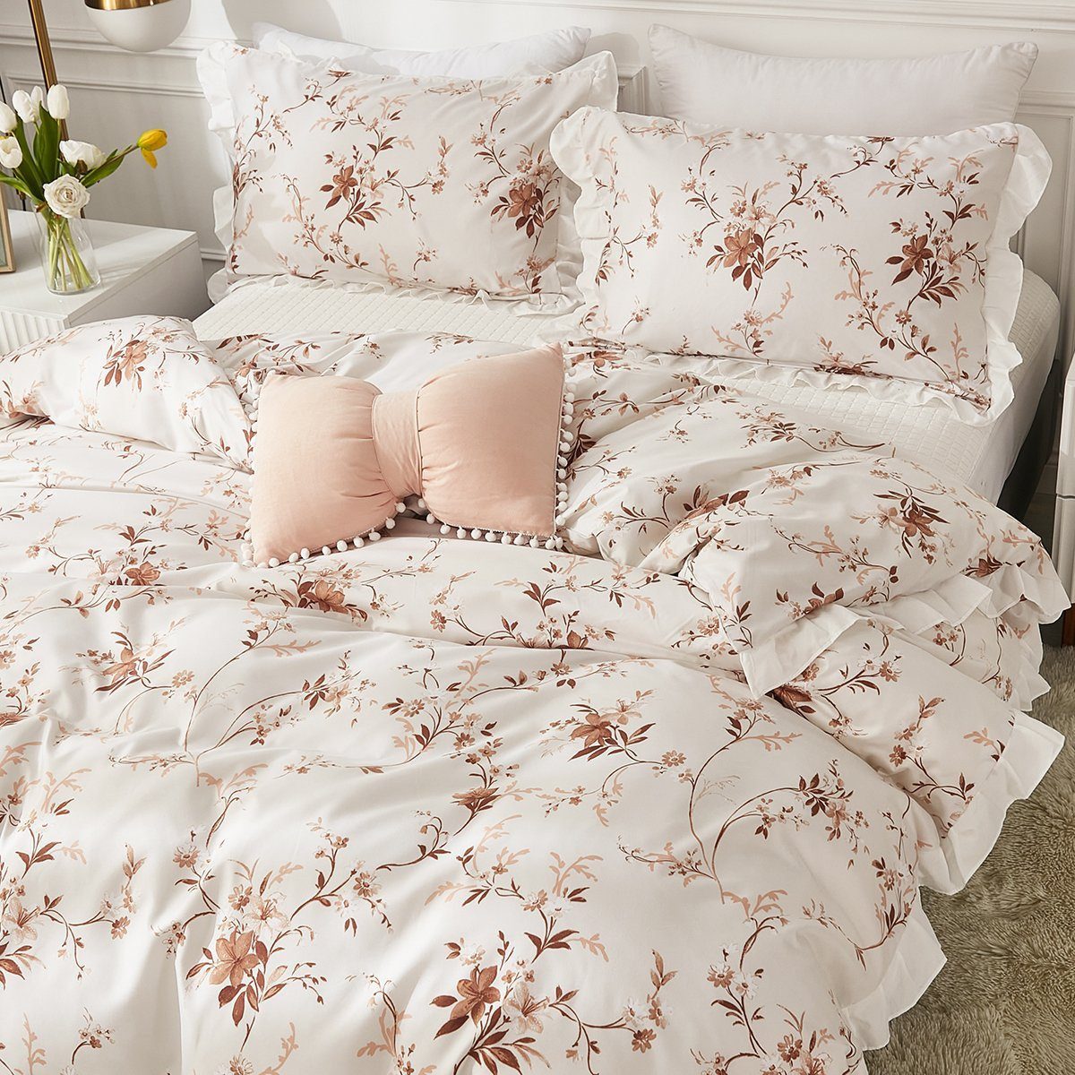 BYSURE Bettwäsche, Polyester, 3 teilig, Blumen-Bettbezug günstig online kaufen