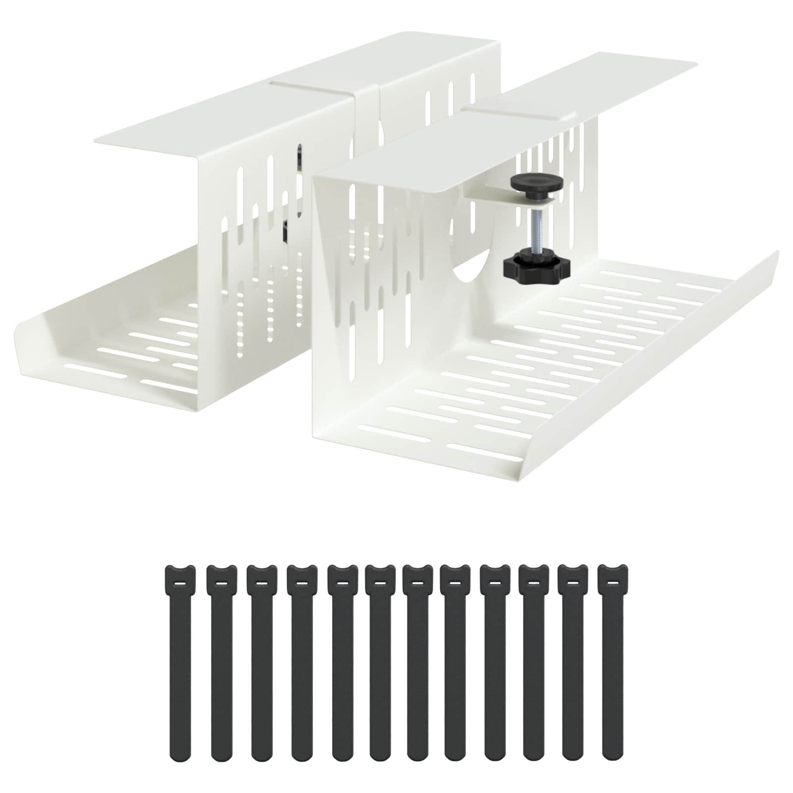 vidaXL Kabelzubehör Unter dem Schreibtisch Kabelmanagement Tray 2 Stk. Weiß, (2-
