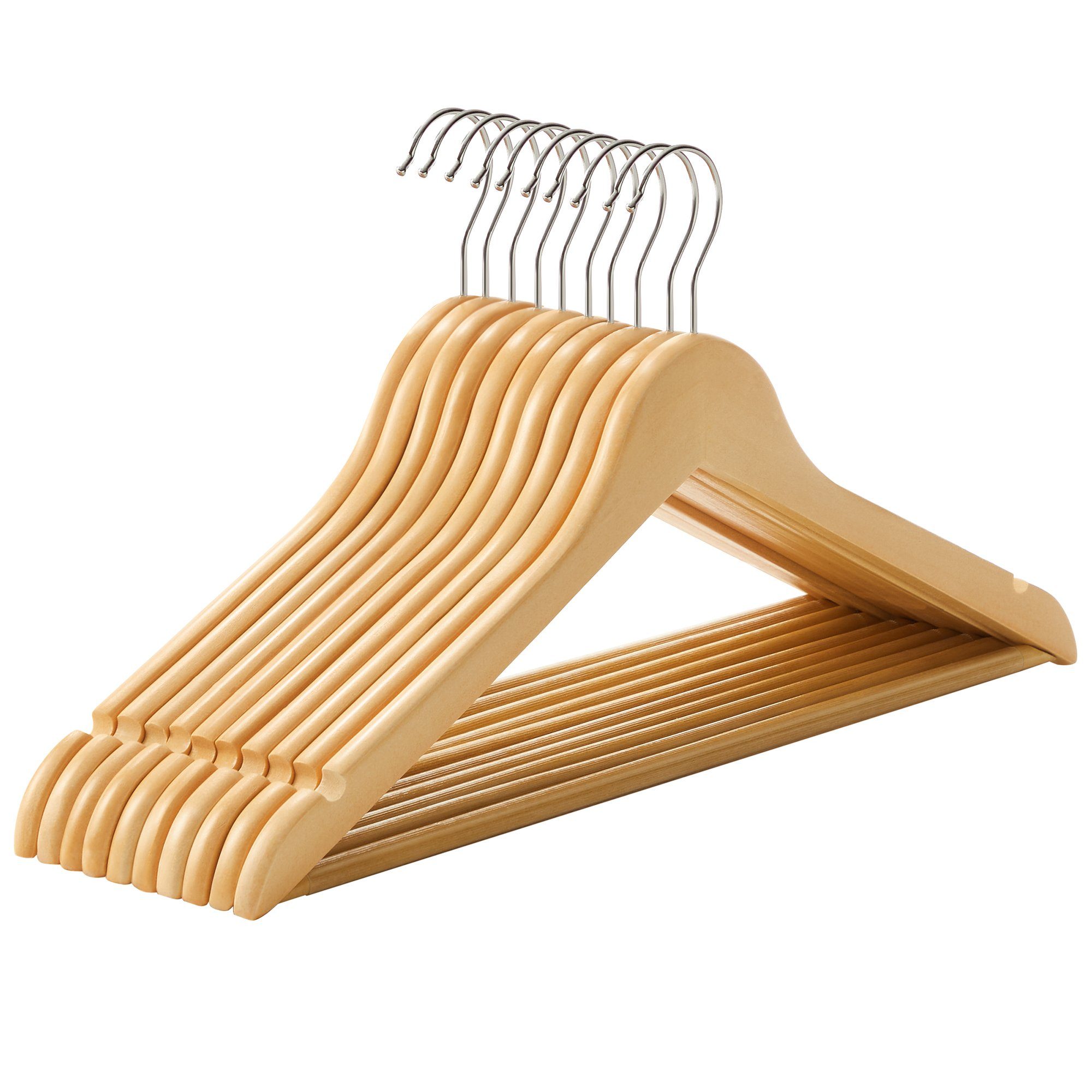 SONGMICS Kleiderbügel CRW03W10/001-10, Anzugbügel aus Massivholz, günstig online kaufen