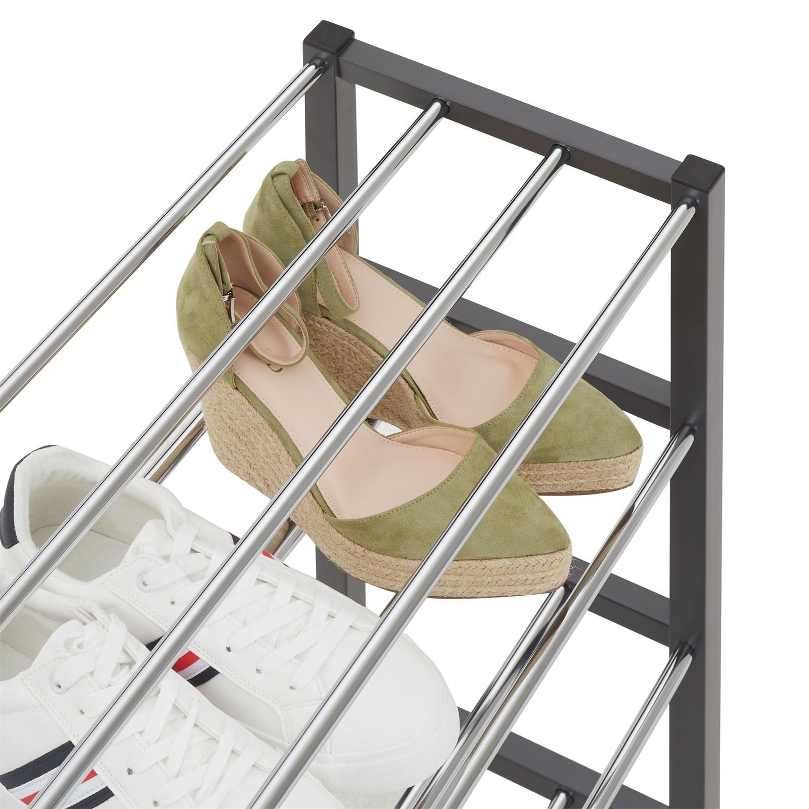 IDIMEX Schuhregal DUBLIN, Schuhständer mit 4 Ablagen, 80cm breit Schuhaufbewahrung Metall grau